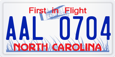 NC license plate AAL0704