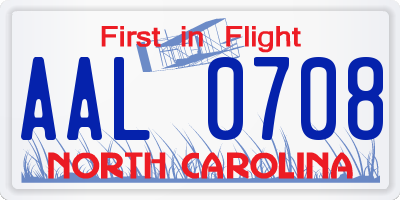 NC license plate AAL0708