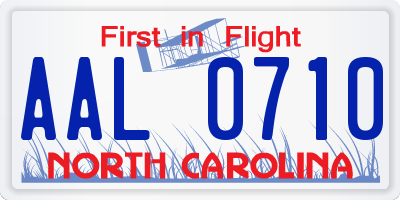 NC license plate AAL0710