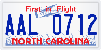 NC license plate AAL0712