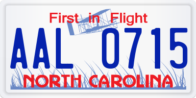 NC license plate AAL0715