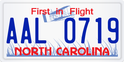 NC license plate AAL0719