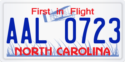 NC license plate AAL0723