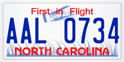 NC license plate AAL0734