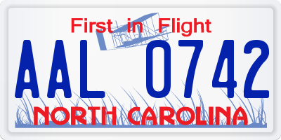 NC license plate AAL0742