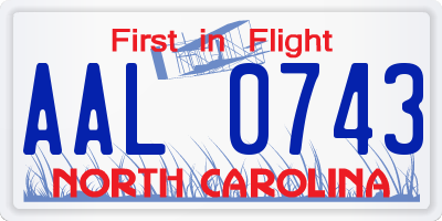 NC license plate AAL0743