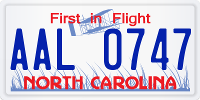 NC license plate AAL0747