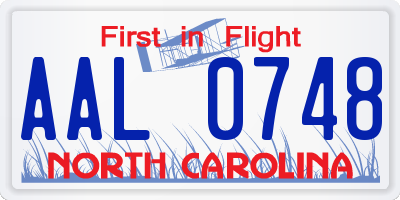 NC license plate AAL0748