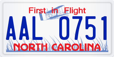 NC license plate AAL0751