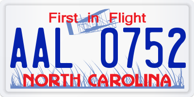 NC license plate AAL0752