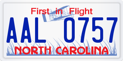 NC license plate AAL0757