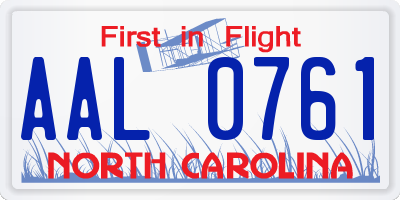 NC license plate AAL0761