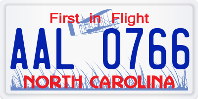 NC license plate AAL0766