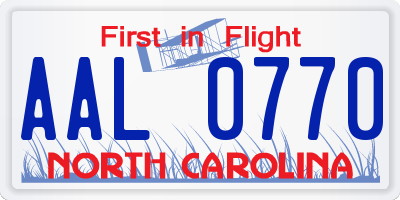 NC license plate AAL0770