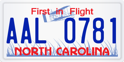 NC license plate AAL0781