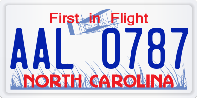 NC license plate AAL0787