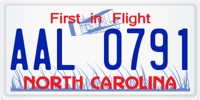 NC license plate AAL0791