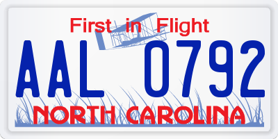 NC license plate AAL0792