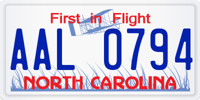 NC license plate AAL0794