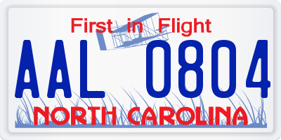 NC license plate AAL0804
