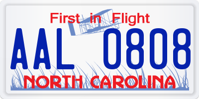 NC license plate AAL0808