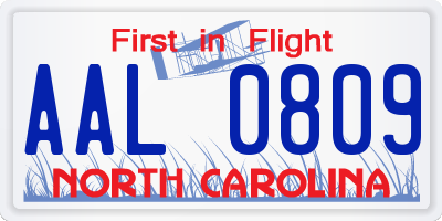 NC license plate AAL0809