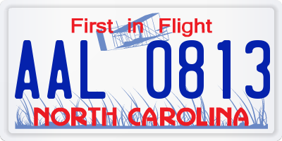 NC license plate AAL0813