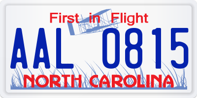 NC license plate AAL0815