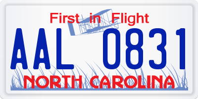 NC license plate AAL0831