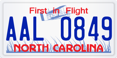 NC license plate AAL0849