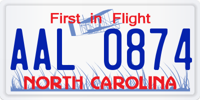 NC license plate AAL0874