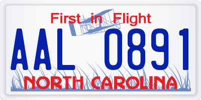 NC license plate AAL0891