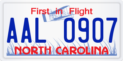 NC license plate AAL0907