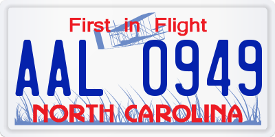 NC license plate AAL0949