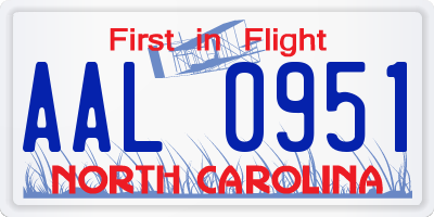 NC license plate AAL0951