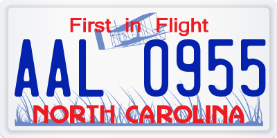 NC license plate AAL0955