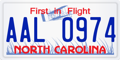 NC license plate AAL0974