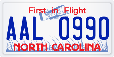 NC license plate AAL0990