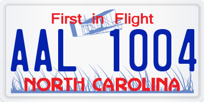 NC license plate AAL1004
