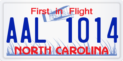 NC license plate AAL1014