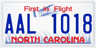 NC license plate AAL1018