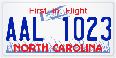 NC license plate AAL1023