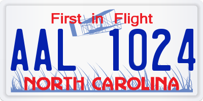 NC license plate AAL1024
