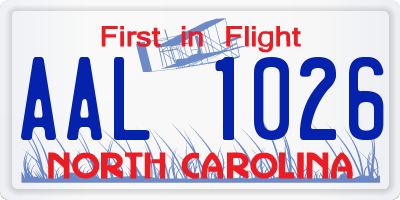NC license plate AAL1026