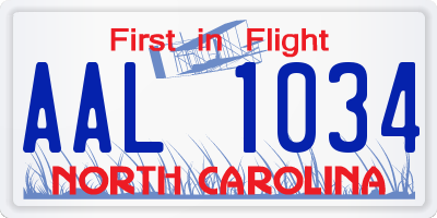 NC license plate AAL1034