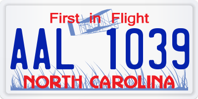 NC license plate AAL1039