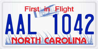 NC license plate AAL1042