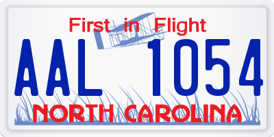 NC license plate AAL1054