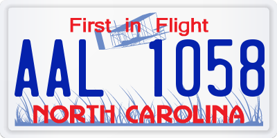 NC license plate AAL1058