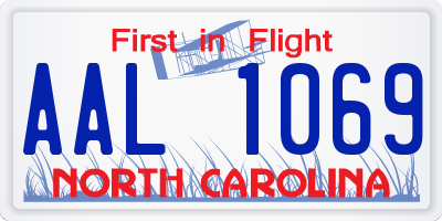 NC license plate AAL1069